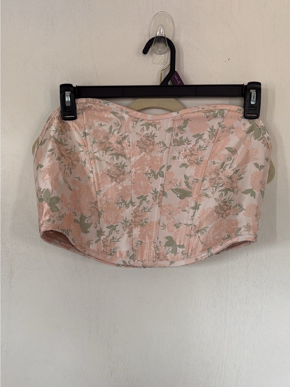 Altar'd State Pink Floral Strapless Corset Camisole